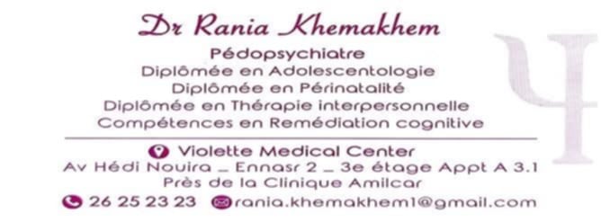 Pédopsychiatre Ennasr Dr. Rania Khemakhem